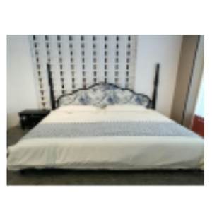 Cama de tela de madera moderna y sencilla para sala de estar o apartamento 37798-024 - Product Image 1