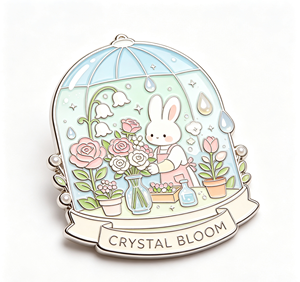 Bonito Pin de Conejo Floral con Cúpula de Cristal, Artesanía de Metal Esmaltado, Insignia Decorativa, Regalo - Product Image 3