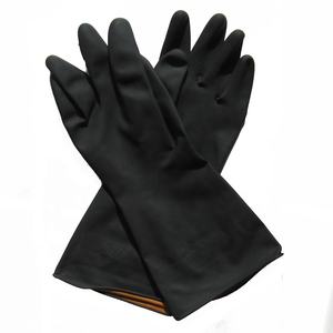 ถุงมือยางแนวอุตสาหกรรมยาว140ก. 35ซม. 14<span class=keywords><strong>นิ้ว</strong></span>สีดำด้านนอกสีส้มด้านในเป็นเพชร - Product Image 2