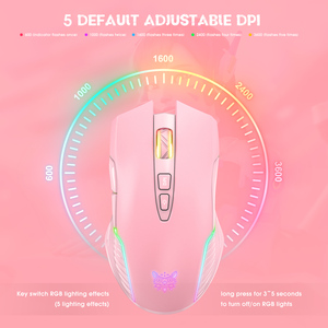 Ratón Inalámbrico para Juegos <span class=keywords><strong>ONIKUMA</strong></span> <span class=keywords><strong>CW905</strong></span> Rosa, Muestra Gratis, Ajustable, 7 Colores RGB, 6400DPI, Resistente al Agua - Product Image 3