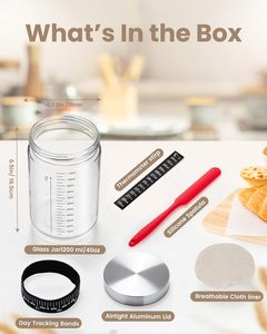 Beginner <b>Baking</b> Tool Kitchen Sourdough Supplies Clear Airtight Eco-Friendly Silicone Glass Jar Fermentation Starter <b>Kit</b> Lid - Product Image 4