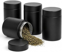 Pot en verre UV noir mat de 3,5 g, 7 g, 14 g, 28 g, 2 oz, 3 oz, 4 oz, 1/8 oz, 1/4 oz, 1/2 oz, 1 oz