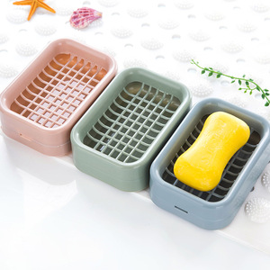 จานสบู่ทรงสี่เหลี่ยมขนาดใหญ่ ถาดสบู่ในห้องน้ำแบบสองชั้น วัสดุ PP - Product Image 1