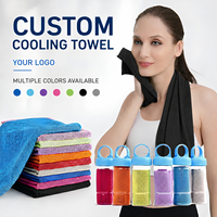 Serviette de sport en microfibre personnalisée avec logo, étui en silicone, séchage rapide, serviette rafraîchissante pour la randonnée, la course à pied et la salle de sport