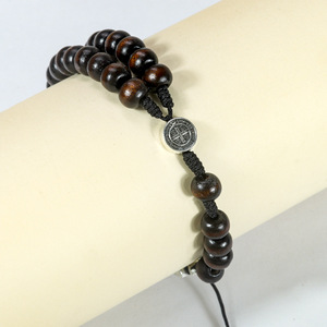 Pulsera de <span class=keywords><strong>Rosario</strong></span> con Cuentas de Madera Natural, Diseño 2026, Joyería Espiritual para Oración, Lista para Enviar - Product Image 3