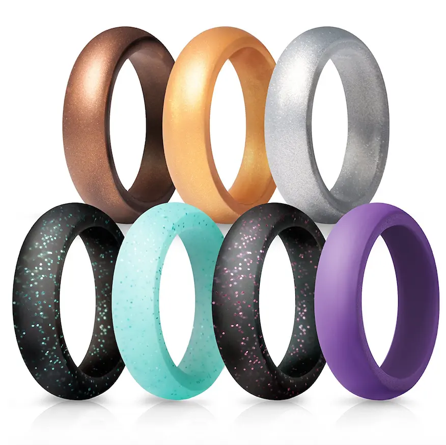 Blank Dome Style Silicone Rings Silicone Wedding Bands For Women