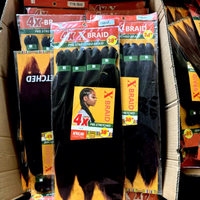 Perruques 4x pré-étirées 52 pouces, cheveux à tresser pré-étirés Afro Yaki Jumbo Box Braid, extensions de cheveux alignées avec les cuticules