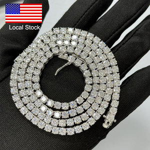 BMON01 USA Stocks Moissanite Tennis Chaîne Collier 925 Argent 3mm VVS D Moissanite Diamant Tennis Collier avec Certificat GRA - Product Image 4