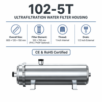 Système de filtration d'eau pour toute la maison 5000 LPH, purificateur à ultrafiltration PVDF, boîtier en acier inoxydable, port 1 pouce, lavable manuellement