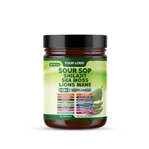 Ekstrak <span class=keywords><strong>Herbal</strong></span> Soursop 24-in-1 OEM kapsul lumut laut <span class=keywords><strong>Shilajit</strong></span> efektif mendukung energi kekebalan tubuh kesehatan jantung untuk dewasa - Product Image 1