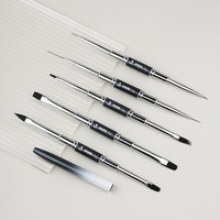 Nouvel ensemble professionnel de 5 pinceaux à double embout pour nail art, avec manche métallique, pour extension de gel et décoration de liner, gainant en temps et l'espace