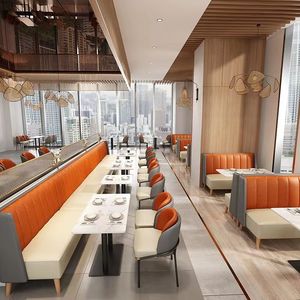 وصل حديثًا مطعم تجاري بوفيه للوجبات السريعة مخصص PU كشك رخامي وكراسي لتناول الطعام - Product Image 2