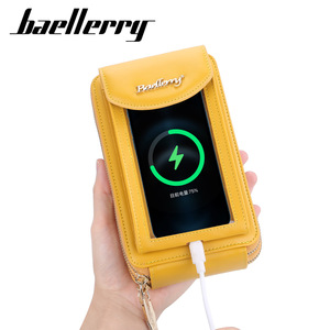 กระเป๋าใส่โทรศัพท์สำหรับผู้หญิง Baellerry ทรงสี่เหลี่ยมแนวตั้ง ซิปปิด หน้าจอสัมผัสได้ สะพายข้าง สีเหลือง - Product Image 5