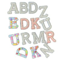 Lettres en strass thermocollantes écologiques Gillian, 26 motifs de perles, patchs thermocollants pour vêtements, fabrication artisanale DIY