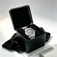 Boîte à montre carrée noire de luxe personnalisée avec logo, en métal, pour hommes et femmes, emballage cadeau, stockage, OEM ODM