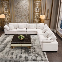 Canapé modulaire en tissu en forme de L, entièrement personnalisable, style japonais, avec plumes, lavable, pivotant, pour salon de villa