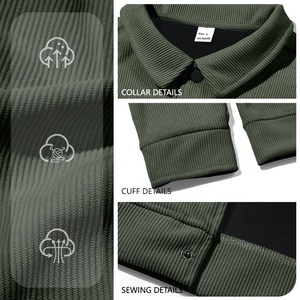 Veste en velours côtelé à manches longues pour homme, personnalisable en usine, style décontracté sportif, simple boutonnage, pour l'automne, ODM OEM, vente en gros, logo personnalisé - Product Image 3