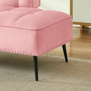 Modern Two Seater Velvet <b>Sofa</b> 54 Inch With Backrest And Rotating <b>Side</b> <b>Table</b> Entryway Ottoman Multi Use Bench Office Desk - Product Image 4