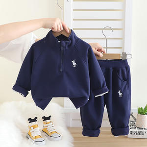Setelan Anak Laki-laki Baju Bayi Baru Pakaian Anak Musim Semi dan Gugur Hoodie Kerah Tegak Set Dua Potong - Product Image 4