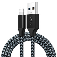 Nouveautés 2026 – Câble de données USB-A vers 8 broches en nylon tressé à charge rapide 3A pour iPhone avec conducteur en cuivre pur