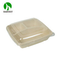 Boîte à lunch Bio Bento en papier de bambou, jetable, 750 ml (24 oz), micro-ondable, étanche, résistante à l'huile, récipient alimentaire