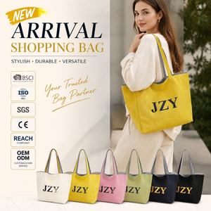 Sac fourre-tout en toile à imprimé lettres double face, taille moyenne, poignées courtes, sac de shopping, logo personnalisé, OEM, vente en gros, faible MOQ - Product Image 1