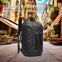 Ransel Notebook bergaya uniseks, tahan air Oxford 20-35L Arcuate tali bahu mode perjalanan olahraga poliester lapisan ritsleting