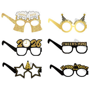 Nouvel An Décorations De Fête Drôle Noir Or Papier Lunettes Personnalisé En Gros Photo Props Cheers 2026 - Product Image 5