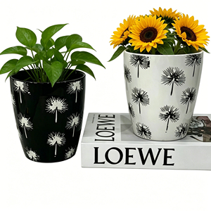 Pots à fleurs en céramique coniques de haute qualité à motif pissenlit multicolore pour la culture intérieure, la décoration de la maison et l'aménagement de bureaux - Product Image 5