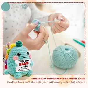 Emotional Inspirational Positive Support Dinosaur Crochet Handmade Dino Anniversary Valentines Birthday Gifts <b>Desk</b> Home Decor - Product Image 2