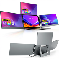 Station de travail portable pour ordinateur portable avec écran triple 15,6 pouces Full HD 1080P IPS, extension d'écran USB, compatible Windows et Macbook, avec certifications CE, FCC et RoHS