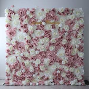 5D <span class=keywords><strong>fiori</strong></span> di seta tessuto da parete rotolo appesa <span class=keywords><strong>tenda</strong></span> con peonia rosa ortensia per eventi festa di nozze sfondo decorazione Prop - Product Image 3