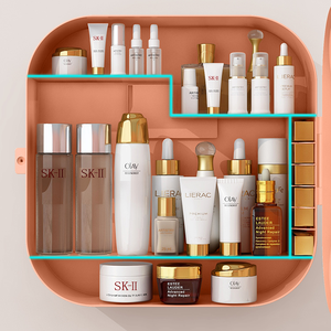 Organisateur de maquillage mural sans perçage Sesame, boîte de rangement divisée en plastique transparent imperméable - Product Image 3
