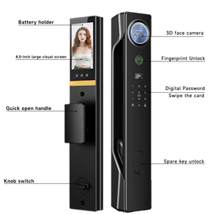 Wifi Tuya APP Security Digital Rfid Handle 3d Face <strong>Door</strong> Lock with Eye <strong>Camera</strong> Lock and <strong>Intercom</strong> - Product Image 2