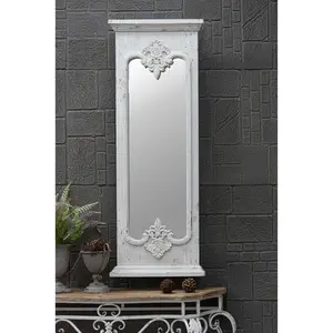 INNOVAHOME ready to ship big size decorative rustic antique white wood wall hanging mirror shabby rectangular framed mirror