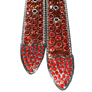 Ultima <span class=keywords><strong>Cintura</strong></span> <span class=keywords><strong>Rossa</strong></span> Lucida con Strass per Donne e Uomini Realizzata in Pelle - Product Image 3