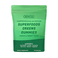 Gomitas Super Greens con Probióticos y Vitaminas B12, Ácido Fólico, Apoyo Digestivo e Inmunológico, Aptas para Dieta Keto, a Base de Plantas
