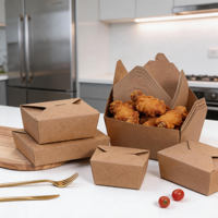 Bol en papier kraft jaune écologique de 32 oz, bol à salade de luxe, conteneur alimentaire biodégradable avec impression personnalisée pour utilisation en restaurant