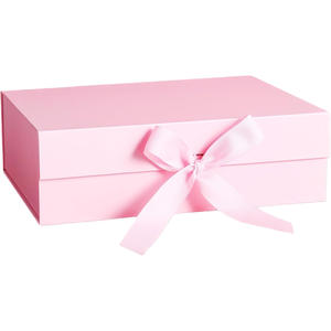 Boîte cadeau en carton rigide pliable avec fermeture magnétique, personnalisée avec logo de luxe pour robe de mariée, avec ruban. - Product Image 1