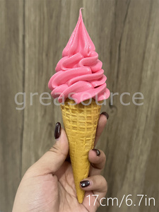 Plastic Simulation Food Model Prop Decoration Double Colors DIY Ice Cream Faux Cone Waffle 17cm 6.7inch Display ASMR Video Show - Product Image 4