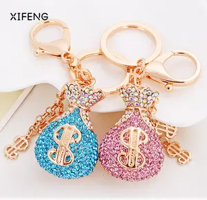 Bán Sỉ Móc Chìa Khóa Túi Đựng Tiền Kim Loại Thiết Kế Mới Móc Khóa Kiểu Đô La Kim Cương Giả Móc Khóa Túi May Mắn Làm Quà Tặng - Product Image 1