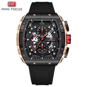 นาฬิกาข้อมือผู้ชาย MINI FOCUS 0399G รุ่นยอดนิยม ดีไซน์ทรงถังไวน์ สายซิลิโคน กระจกโค้งไล่เฉดสี หน้าปัดโปร่งใส นาฬิกาควอตซ์ - Product Image 1
