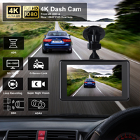 Cámara de salpicadero 4K Lente dual delantera y trasera Coche DVR IPS Grabadora de pantalla Cámara de salpicadero Cámara de coche