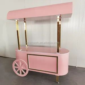 Bruiloft Evenementen Partij Display Zoete Roze Dessert Candy Winkelwagen