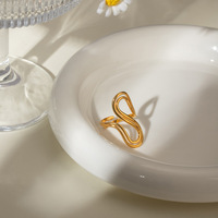 G3046 Vente en gros Anillos Para Mujer 18K Plaqué or Acier inoxydable Exagéré Double Couche S Anneau ouvert Bagues de mode