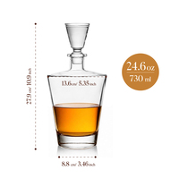 Ensemble de carafe à whisky en cristal sans plomb de qualité supérieure de 24,6 oz, base unique, bouchon de bouteille haut de gamme pour spiritueux, vin et liqueurs