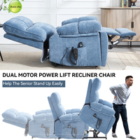 Fauteuil inclinable électrique en tissu chenille doux avec massage 8 points, chaleur lombaire, porte-gobelets et poches latérales pour personnes âgées et salons