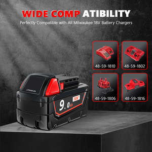 VICTPOWER 18V 9.0Ah Li-ion <b>Battery</b> Replacement for Milwaukee M18 Cordless Power Tools 200+ Tools Compatible OEM ODM - Product Image 2