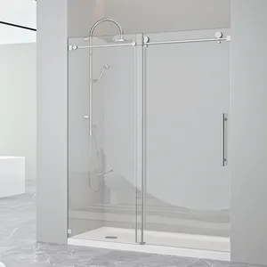 批发价格铝框钢化玻璃酒店浴室滑动淋浴门淋浴房