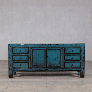 Mobiletto in Lacca <span class=keywords><strong>Turchese</strong></span> Effetto Invecchiato Unico nel Suo Genere, un'Espressione Grezza dell'Estetica Wabi-Sabi. - Product Image 1